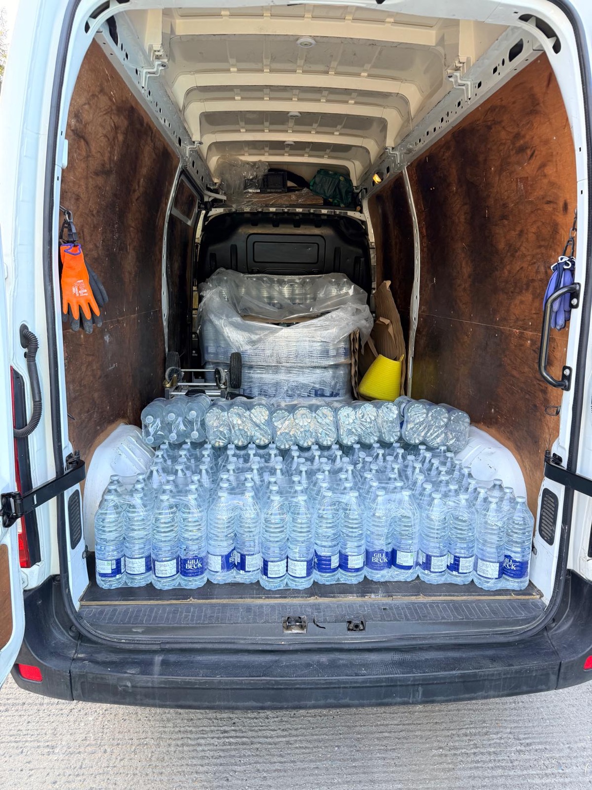 Emergency bottled water delivered to a home